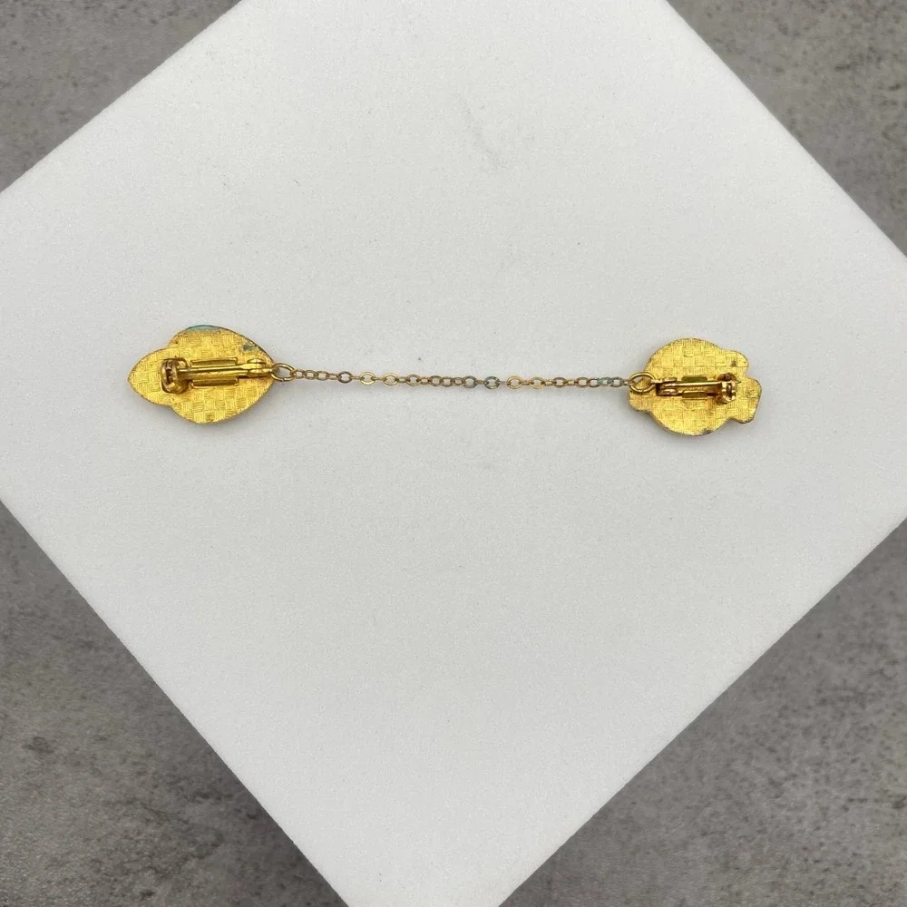 VTG LA Junior High School 1960 Classic Gold-Tone Enameled Tie‎ Chain Guard Pin